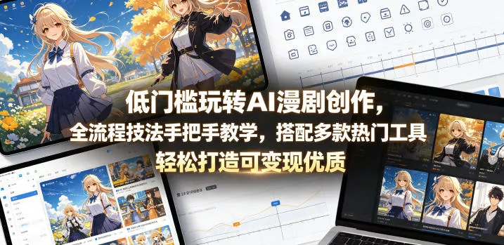 低门槛玩转AI漫剧创作,全流程技法手把手教学,搭配多款热门工具,轻松打造可变现优质作品 低门槛玩转AI漫剧创作,全流程技法手把手教学,搭配多款热门工具,轻松打造可变现优质作品