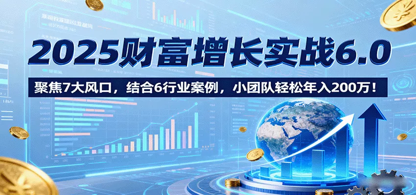 2025财富增长实战6.0，聚焦7大风口，结合6行业案例，小团队轻松年入200万！ - 项目资源网