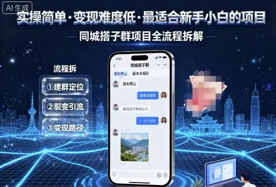 实操简单，变现难度低，最适合新手小白做的项目，每天轻松收入3张，同城搭子群项目全流程拆解 - 项目资源网