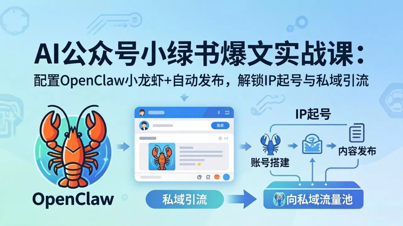 AI公众号小绿书变现实战课:小绿书爆文写作+OpenClaw自动发布,解锁IP起号与私域引流 AI公众号小绿书变现实战课:小绿书爆文写作+OpenClaw自动发布,解锁IP起号与私域引流