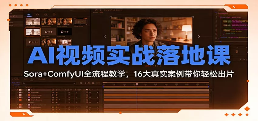 AI视频实战落地课：Sora+ComfyUI全流程教学，16大真实案例带你轻松出片 - 项目资源网
