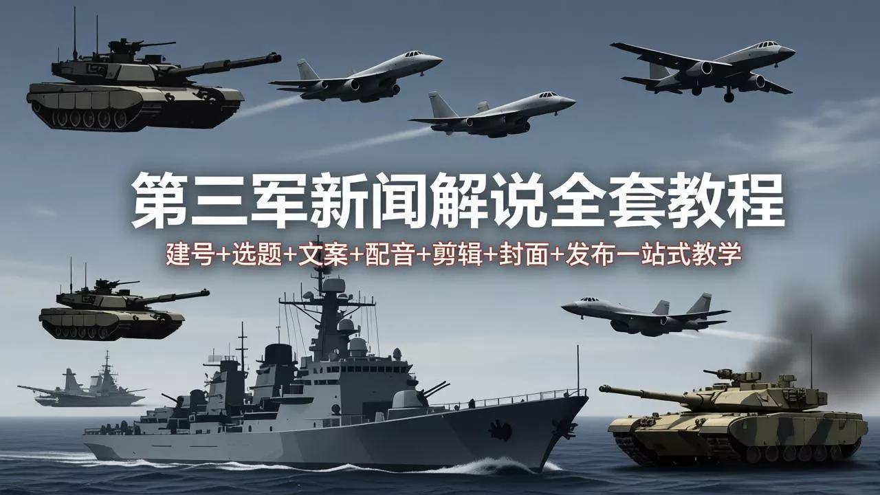 第三军迷新闻解说全套教程:建号+选题+文案+配音+剪辑+封面+发布一站式教学 第三军迷新闻解说全套教程:建号+选题+文案+配音+剪辑+封面+发布一站式教学