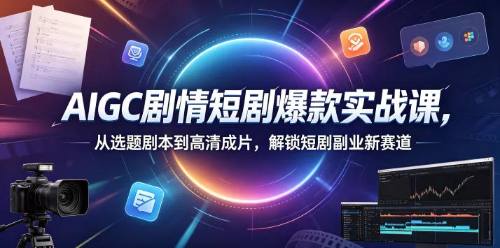 AIGC剧情短剧爆款实战课,从选题剧本到高清成片,解锁短剧副业新赛道 AIGC剧情短剧爆款实战课,从选题剧本到高清成片,解锁短剧副业新赛道