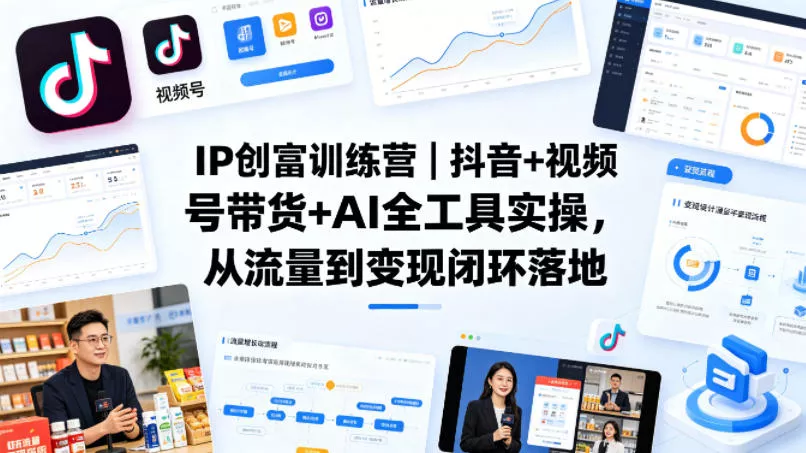 IP创富训练营|抖音+视频号带货+AI全工具实操,从流量到变现闭环落地 IP创富训练营|抖音+视频号带货+AI全工具实操,从流量到变现闭环落地