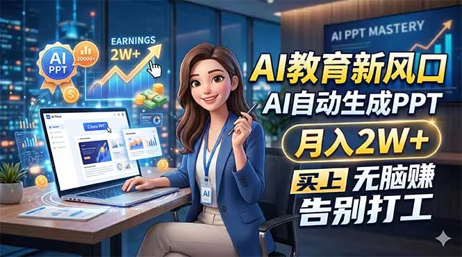 AI教育新风口,AI自动生成PPT,月入2W+,无脑赚,告别打工 AI教育新风口,AI自动生成PPT,月入2W+,无脑赚,告别打工
