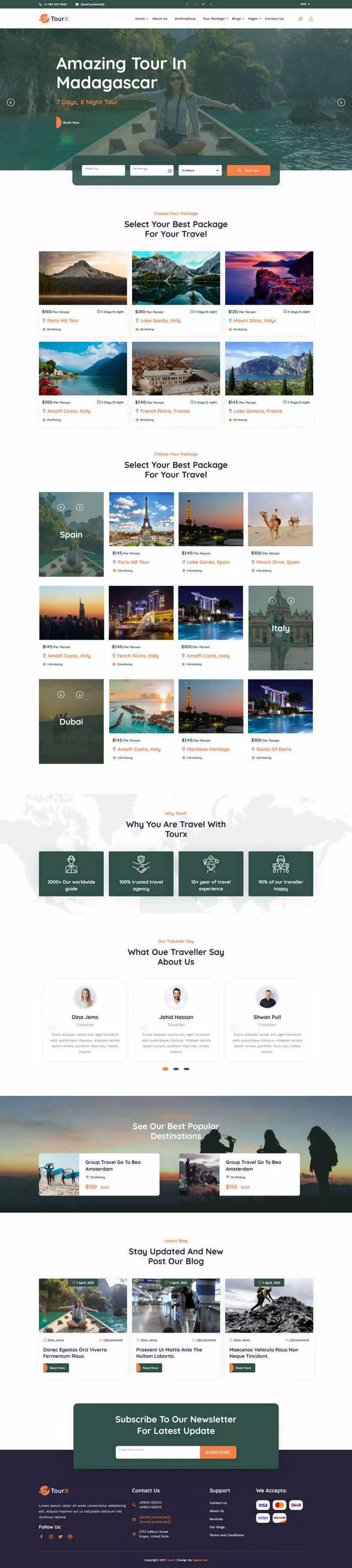 Bootstrap大气的旅游套餐服务HTML5网站模板 - 项目资源网