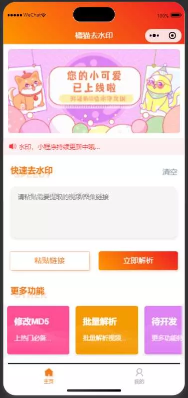 橘猫去水印小程序源码免费分享 - 项目资源网