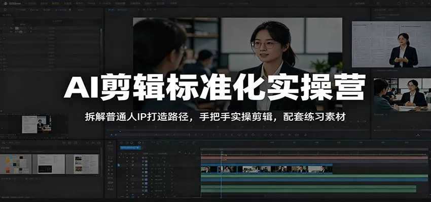 AI剪辑标准化实操营：拆解普通人IP打造路径，手把手实操剪辑，配套练习素材 - 项目资源网