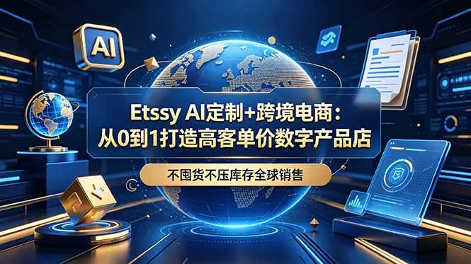 Etsy AI定制+跨境电商:从0到1打造高客单价数字产品店,不囤货不压库存全球销售 Etsy AI定制+跨境电商:从0到1打造高客单价数字产品店,不囤货不压库存全球销售