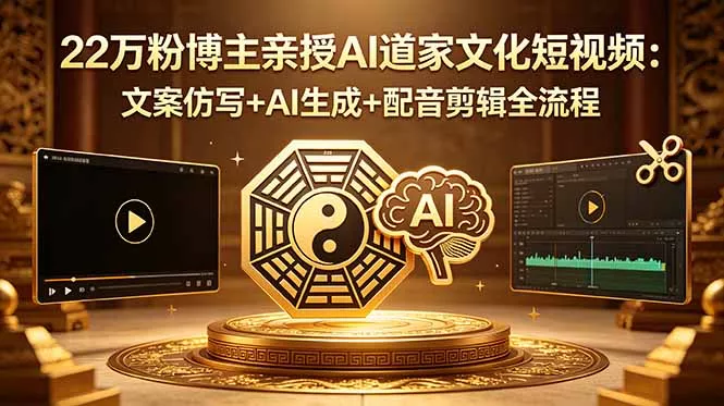 22万粉博主亲授AI道家文化短视频:文案仿写+AI生成+配音剪辑全流程 22万粉博主亲授AI道家文化短视频:文案仿写+AI生成+配音剪辑全流程