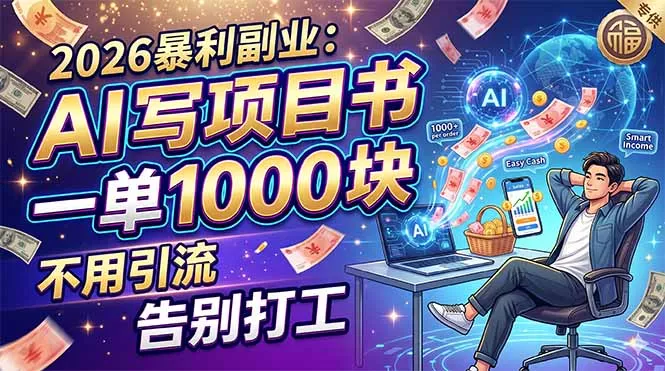 2026暴利副业：AI 写项目书，一单 1000 块，不用引流，告别打工 - 项目资源网