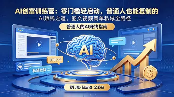 AI创富训练营:零门槛轻启动,普通人也能复制的AI赚钱之道,图文视频商单私域全路径 AI创富训练营:零门槛轻启动,普通人也能复制的AI赚钱之道,图文视频商单私域全路径
