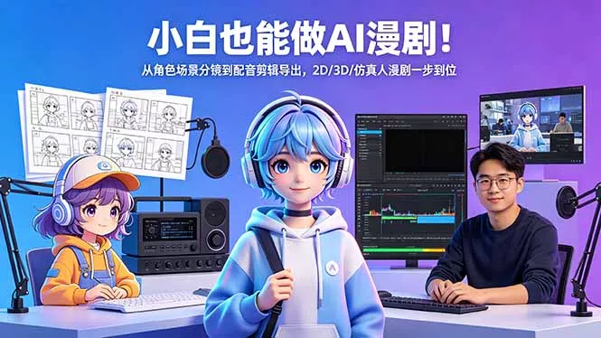 小白也能做AI漫剧!从角色场景分镜到配音剪辑导出,2D/3D/仿真人漫剧一步到位 小白也能做AI漫剧!从角色场景分镜到配音剪辑导出,2D/3D/仿真人漫剧一步到位