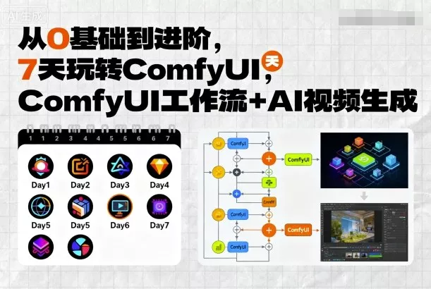 从0基础到进阶，7天玩转ComfyUI，Comfyui工作流+AI视频生成 - 项目资源网