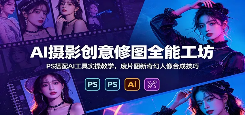 AI摄影创意修图全能工坊：PS搭配AI工具实操教学，废片翻新奇幻人像合成技巧 - 项目资源网