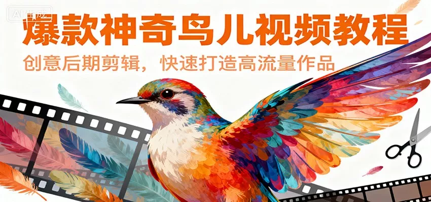 爆款神奇鸟儿视频教程，创意后期剪辑，快速打造高流量作品 - 项目资源网