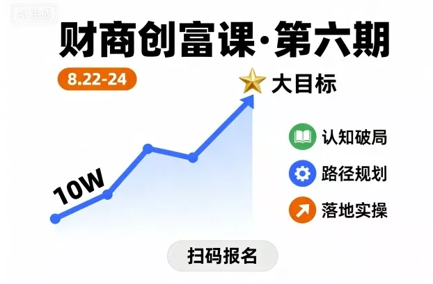 财商创富课第六期8月22-24号，如何从10W起步，一步步实现大目标 - 项目资源网