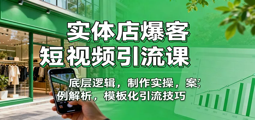 实体店爆客短视频引流课：底层逻辑，制作实操，案例解析，模板化引流技巧 - 项目资源网