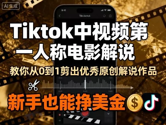 Tiktok中视频第一人称电影解说，教你从0到1剪出一个优秀的原创解说作品，新手也能挣美金 - 项目资源网