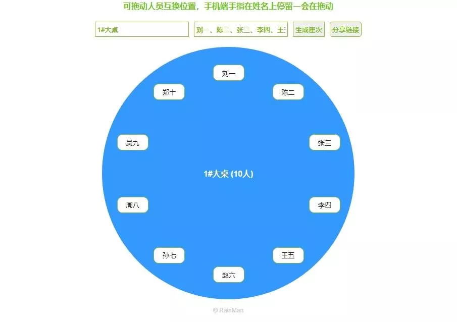简单的html5用餐座次图生成器 - 项目资源网