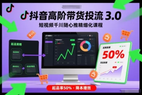 抖音高阶带货投流3.0,短视频千川随心推精细化课程,起品率50% 抖音高阶带货投流3.0,短视频千川随心推精细化课程,起品率50%