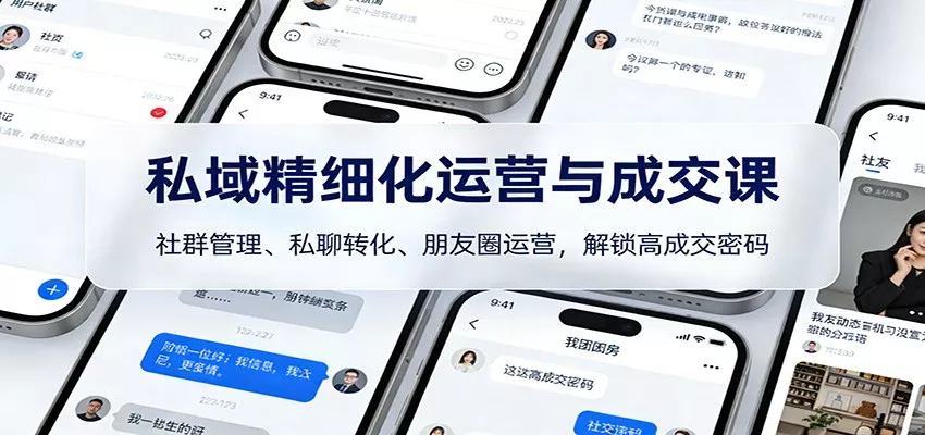 私域精细化运营与成交课：社群管理、私聊转化、朋友圈运营，解锁高成交密码 - 项目资源网