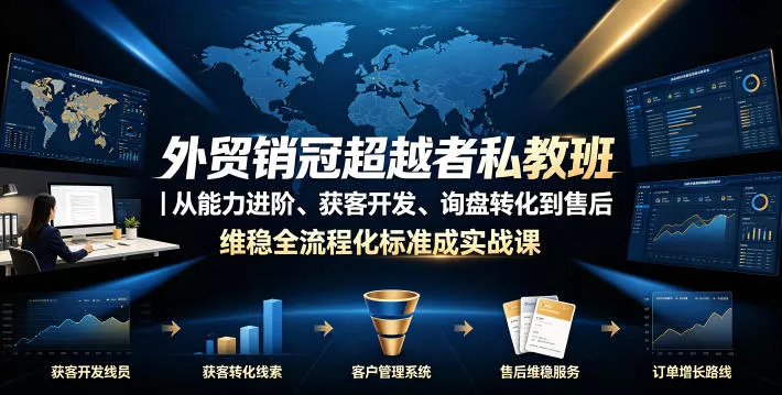 外贸销冠超越者私教班｜从能力进阶、获客开发、询盘转化到售后维稳全流程标准化成交实战课 - 项目资源网