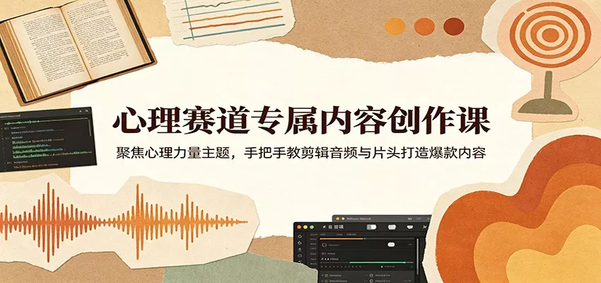 心理赛道专属内容创作课:聚焦心理力量主题,手把手教剪辑音频与片头打造爆款内容 - 项目资源网