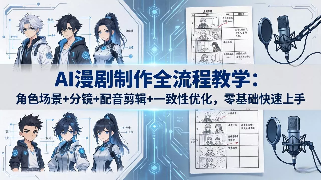 AI漫剧制作全流程教学:角色场景+分镜+配音剪辑+一致性优化,零基础快速上手 AI漫剧制作全流程教学:角色场景+分镜+配音剪辑+一致性优化,零基础快速上手