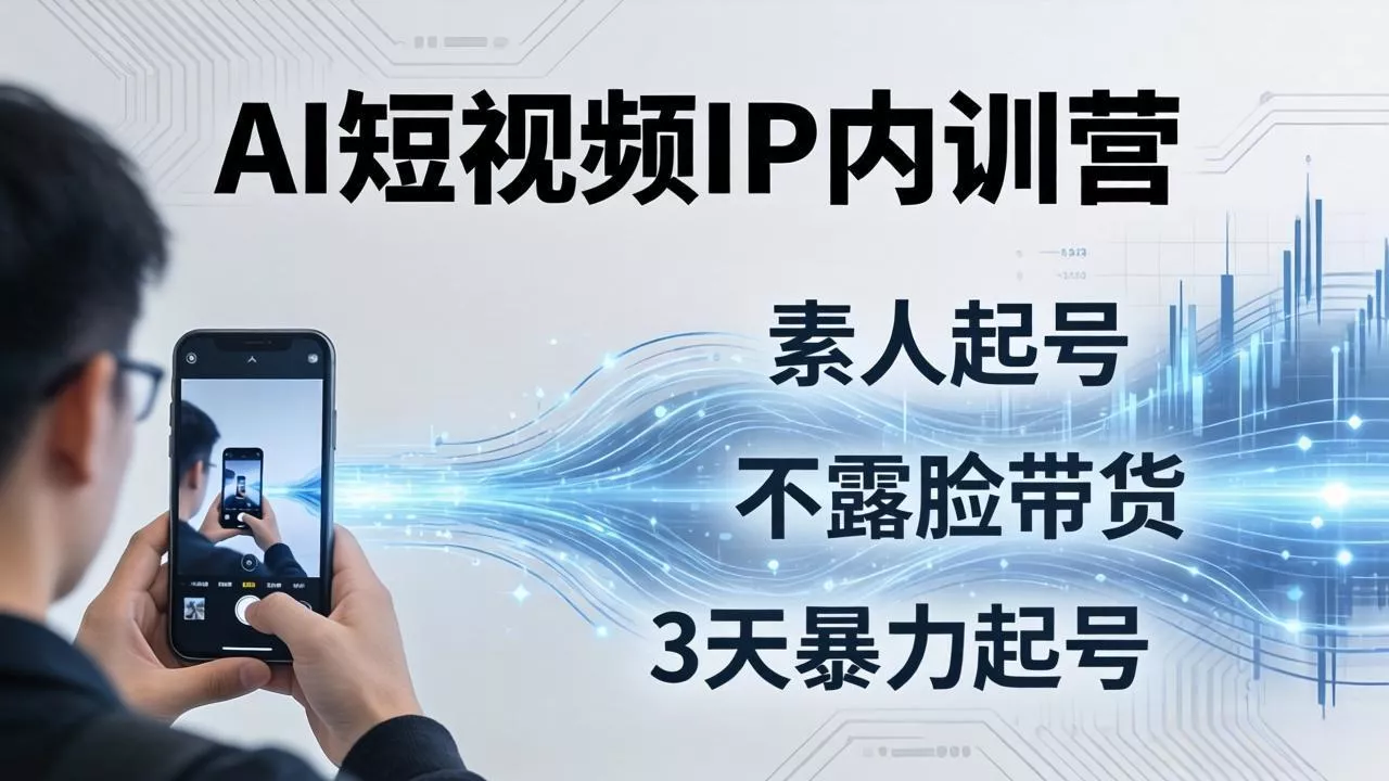 2026AI短视频IP内训营:从素人起号到不露脸带货,3天暴力起号全流程拆解 - 项目资源网
