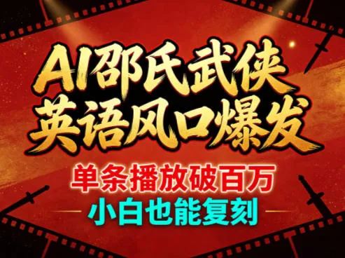 AI邵氏武侠英语风口爆发,单条播放破百万,小白也能复刻 AI邵氏武侠英语风口爆发,单条播放破百万,小白也能复刻