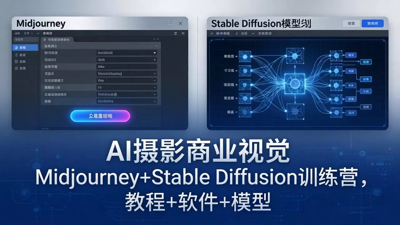 AI摄影商业视觉Midjourney+Stable Diffusion训练营，教程+软件+模型 - 项目资源网