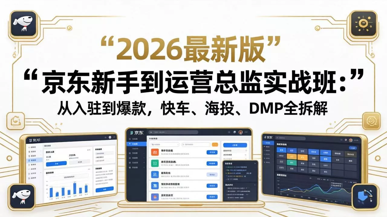 京东新手到运营总监实战班:从入驻到爆款,快车、海投、DMP全拆解,2026最新版 京东新手到运营总监实战班:从入驻到爆款,快车、海投、DMP全拆解,2026最新版