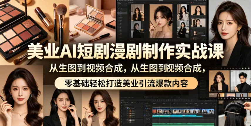 美业AI短剧漫剧制作实战课,从生图到视频合成,零基础轻松打造美业引流爆款内容 美业AI短剧漫剧制作实战课,从生图到视频合成,零基础轻松打造美业引流爆款内容