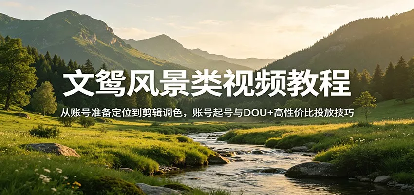 文鸳风景类视频教程：从账号准备定位到剪辑调色，账号起号与DOU+高性价比投放技巧 - 项目资源网