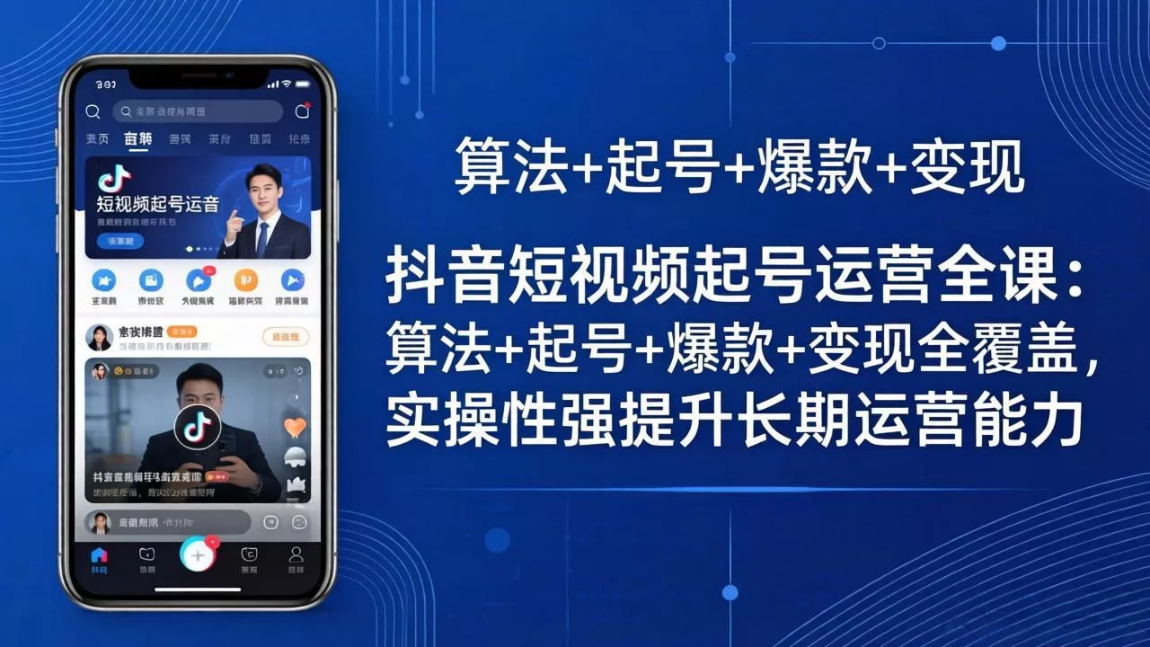 抖音短视频起号运营全课:算法+起号+爆款+变现全覆盖,实操性强提升长期运营能力 抖音短视频起号运营全课:算法+起号+爆款+变现全覆盖,实操性强提升长期运营能力