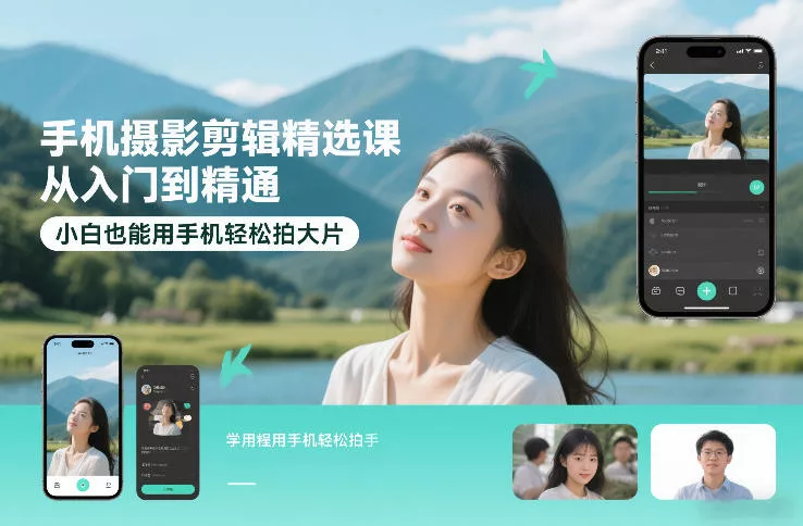 手机摄影剪辑精选课，从入门到精通，小白也能用手机轻松拍大片 - 项目资源网