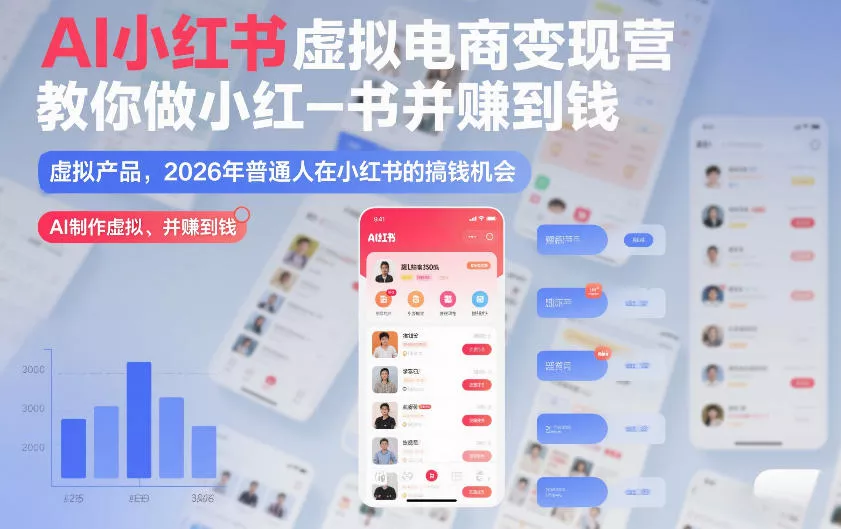 AI小红书虚拟电商变现营,教你做小红书并賺到钱,虚拟产品,2026年普通人在小红书的搞钱机会(完结) AI小红书虚拟电商变现营,教你做小红书并賺到钱,虚拟产品,2026年普通人在小红书的搞钱机会(完结)