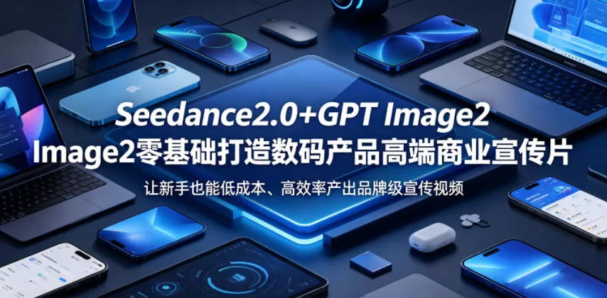 Seedance2.0+GPT Image2零基础打造数码产品高端商业宣传片,让新手也能低成本、高效率产出品牌级宣传视频 Seedance2.0+GPT Image2零基础打造数码产品高端商业宣传片,让新手也能低成本、高效率产出品牌级宣传视频