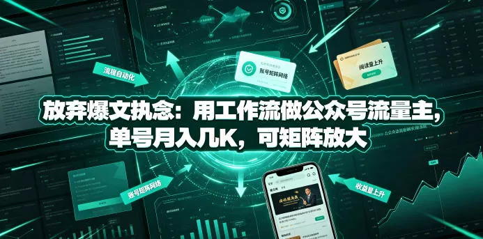 放弃爆文执念：用工作流做公众号流量主，单号月入几K，可矩阵放大 - 项目资源网