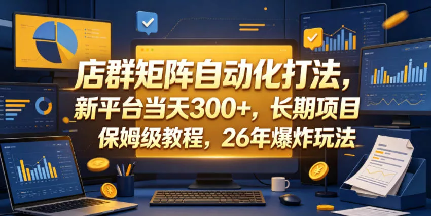店群矩阵自动化打法，新平台当天300+，长期项目，保姆级教程，26年爆炸玩法【揭秘】 - 项目资源网