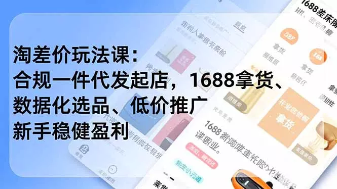 淘差价玩法课：合规一件代发起店，1688拿货、数据化选品、低价推广，新手稳健盈利(更新12月 - 项目资源网