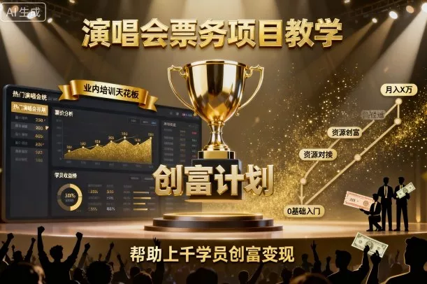 演唱会票务项目教学,业内培训天花板,帮助上千学员创富变现(更新)