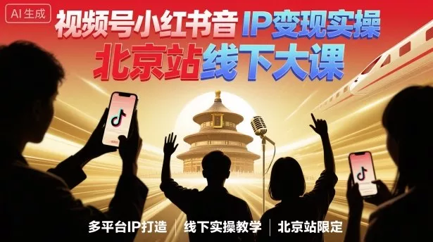 视频号小红书抖音IP变现实操北京站线下大课，40+行业短视频高变现姿势，100+IP高变现实操技术 - 项目资源网
