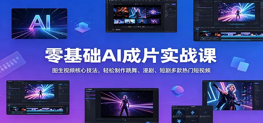零基础AI成片实战课：图生视频核心技法，轻松制作跳舞、漫剧、短剧多款热门短视频 - 项目资源网