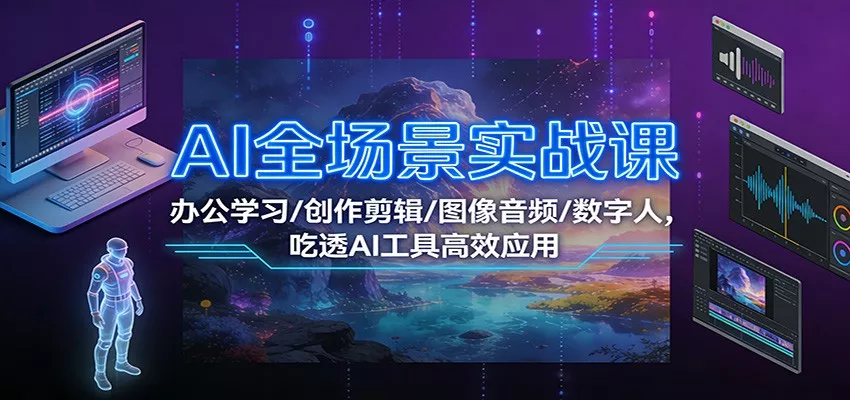 AI全场景实战课：办公学习/创作剪辑/图像音频/数字人，吃透AI工具高效应用 - 项目资源网