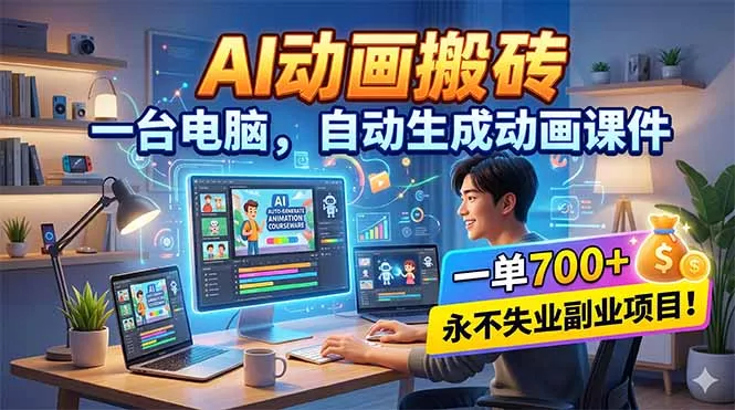 AI动画搬砖,一台电脑,自动生成动画课件,一单800+ 永不失业副业项目! AI动画搬砖,一台电脑,自动生成动画课件,一单800+ 永不失业副业项目!