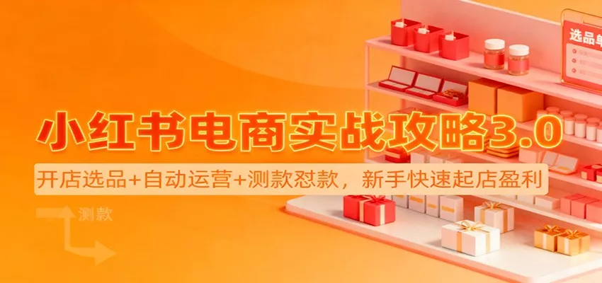 小红书电商实战攻略3.0：开店选品+自动运营+测款怼款，新手快速起店盈利 - 项目资源网
