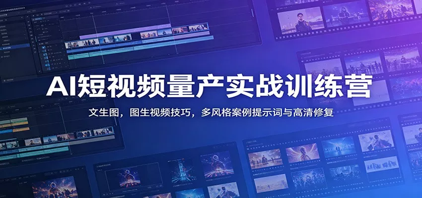 AI短视频量产实战训练营：文生图，图生视频技巧，多风格案例提示词与高清修复 - 项目资源网
