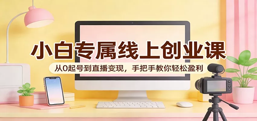 小白专属线上创业课：从0起号到直播变现，手把手教你轻松盈利 - 项目资源网